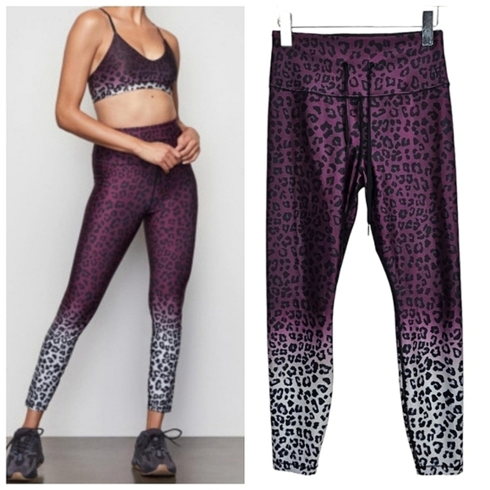Good American Womens Leopard Ombre Leggings Medium Purple Workout Gym Active